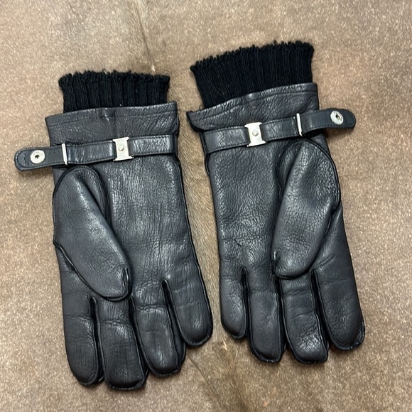 Deerskin Sweater Snap Leather Adjustable Gloves - Picture 3 of 6